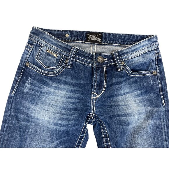 Be Rocks For Express Women's Blue  Medium Wash Rock Revival Bootcut Jeans Sz 2R - Picture 3 of 12